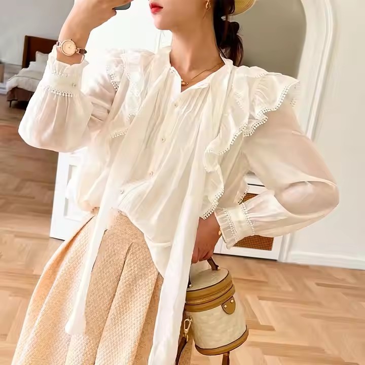 Summer Trending Women's Clothing Long Sleeve Shirts Woman Clothes Casual Tops Fashion Ladies' Blouses